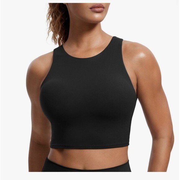 CRZ YOGA Butterluxe Racerback Longline Sports Bra Medium Black NEW!! - Picture 1 of 7